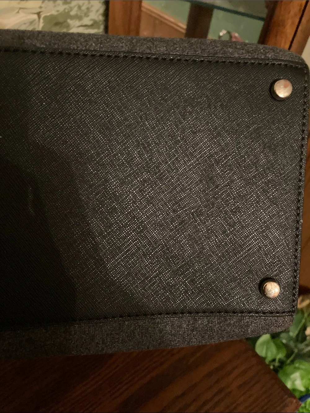 KATE SPADE EUC Cameron Street Candace Black Leather &Gray Wool 2-way Satchel Bag